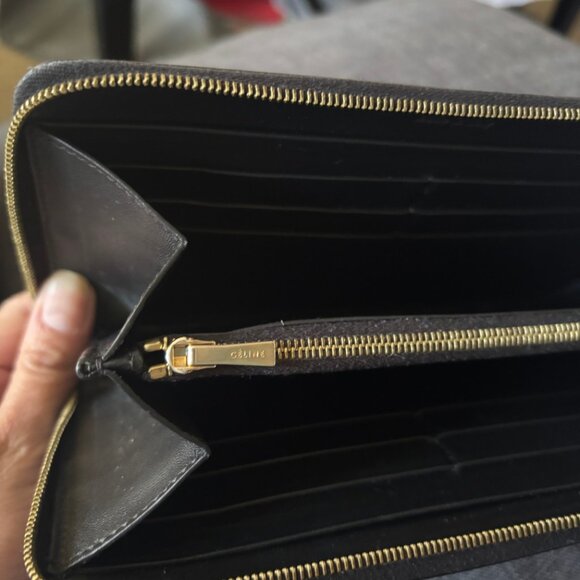 Authentic CELINE Coral Pink Patent Leather Long Continental ZIp Around Wallet - Picture 9 of 11